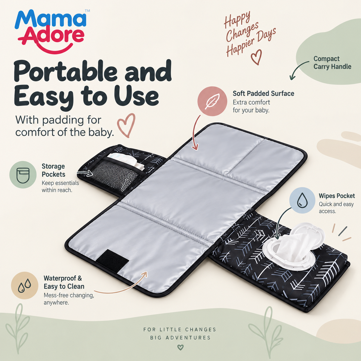 Portable Waterproof Diaper Changing Pad & Clutch