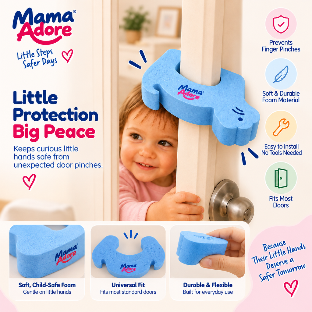 Mama Adore Child-Safe Foam Door Stopper & Finger Pinch Guard (Universal Fit)