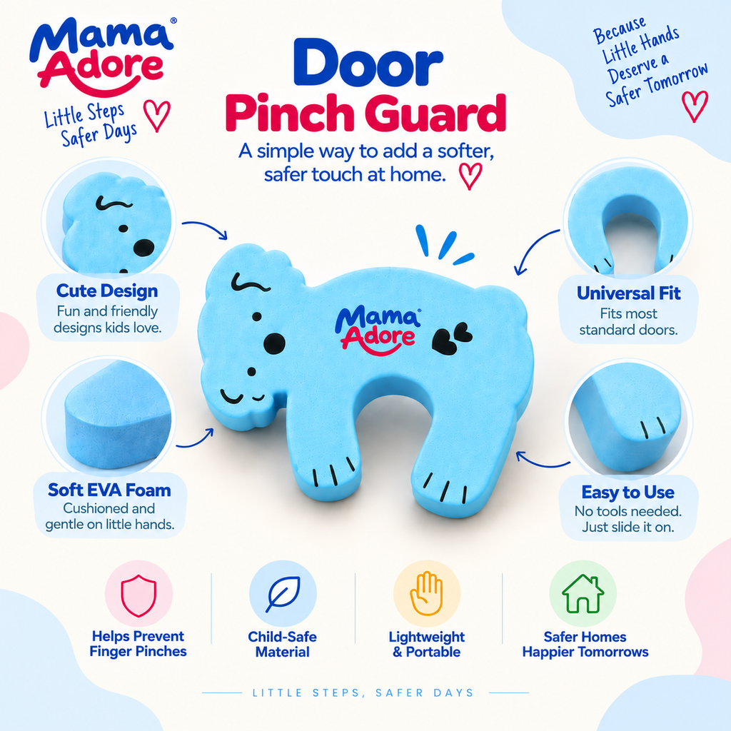 Mama Adore Child-Safe Foam Door Stopper & Finger Pinch Guard (Universal Fit)