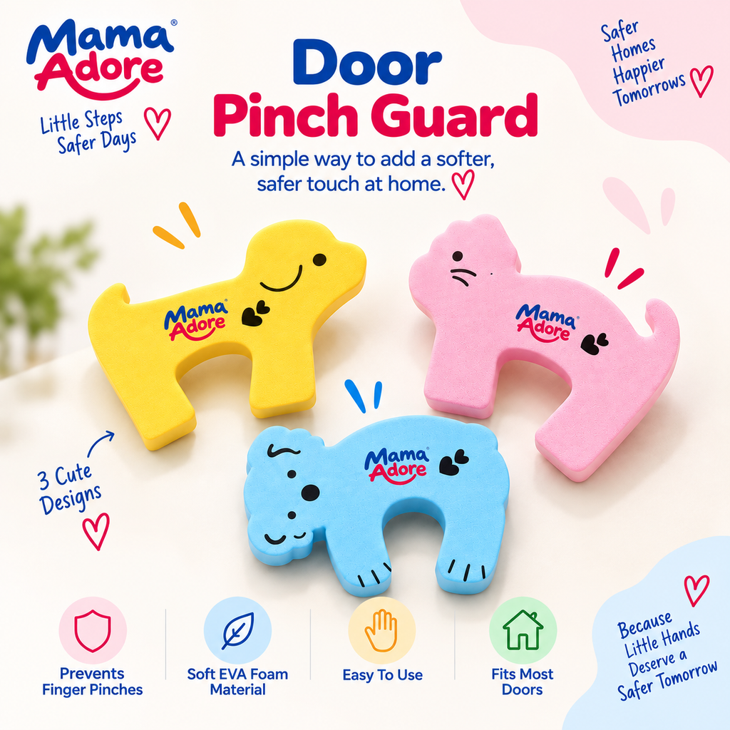 Mama Adore Child-Safe Foam Door Stopper & Finger Pinch Guard (Universal Fit)