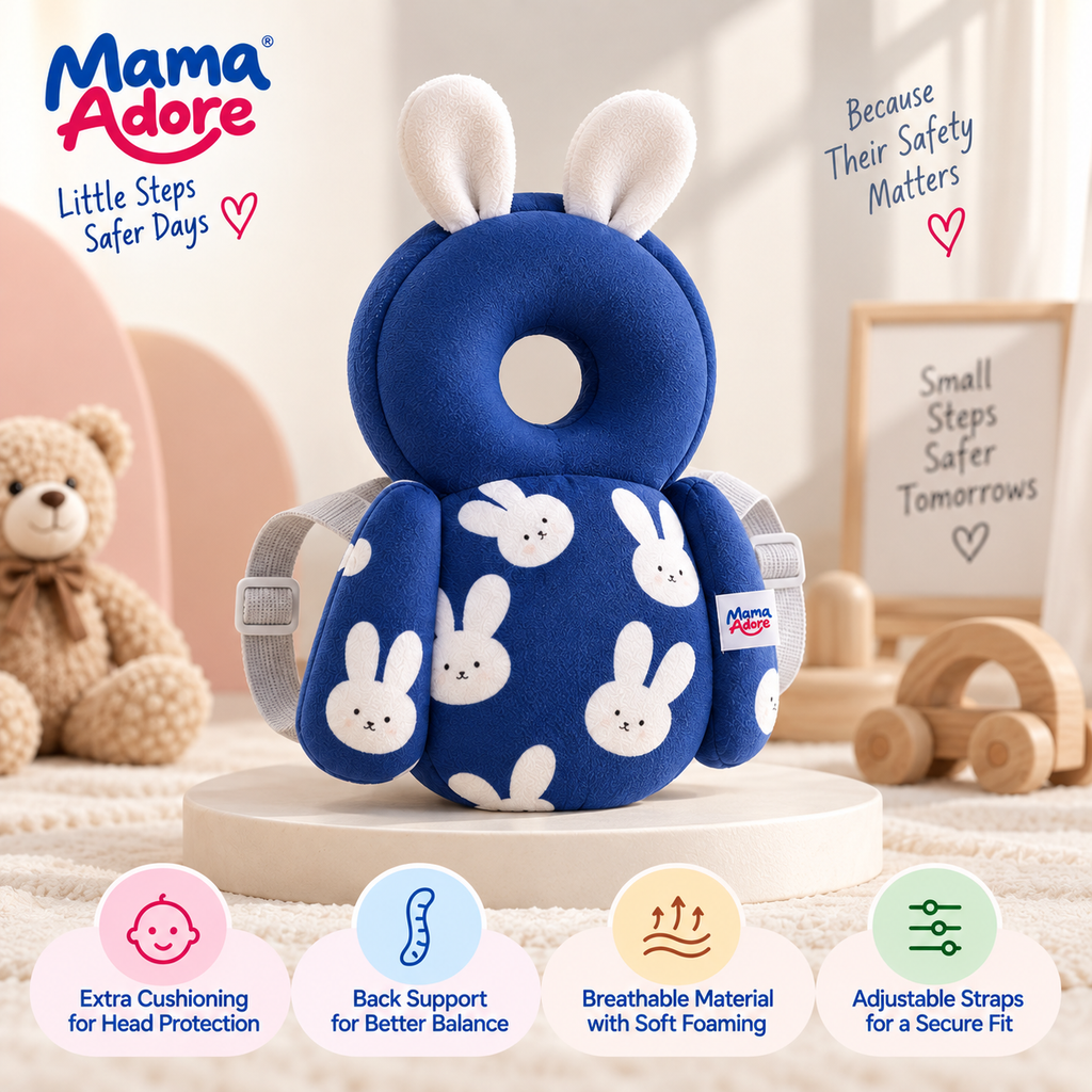Mama Adore Premium Baby Head Protection Pillow (Blue Bunny Design)