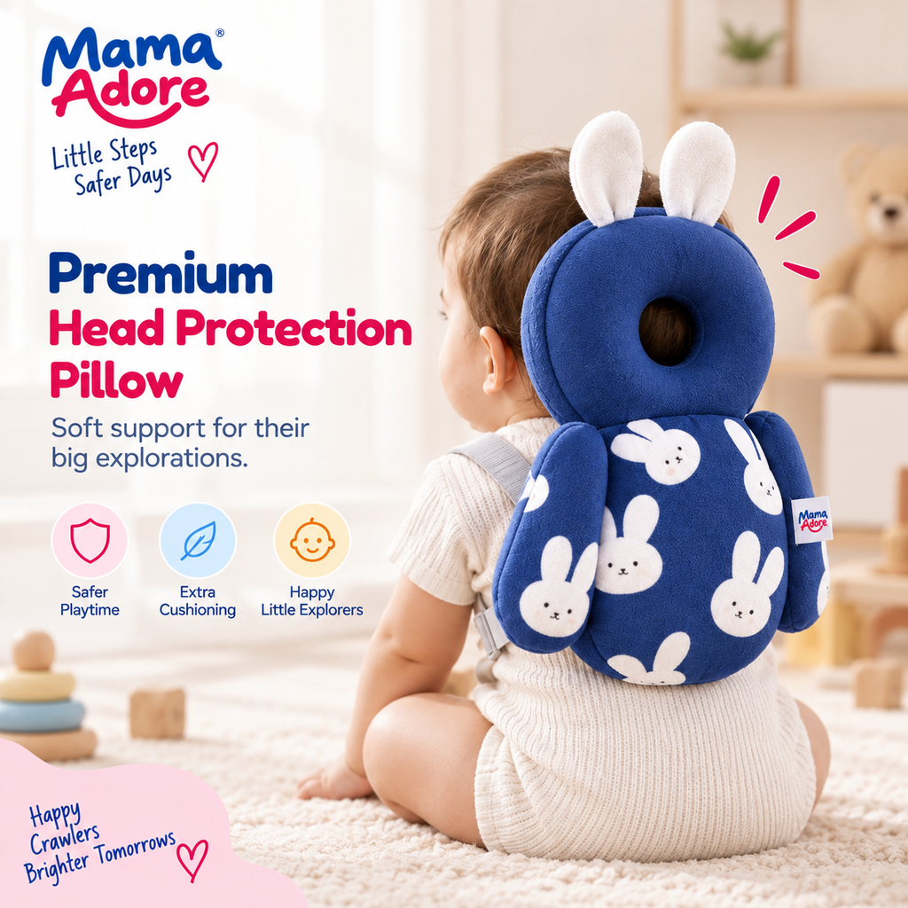 Mama Adore Premium Baby Head Protection Pillow (Blue Bunny Design)