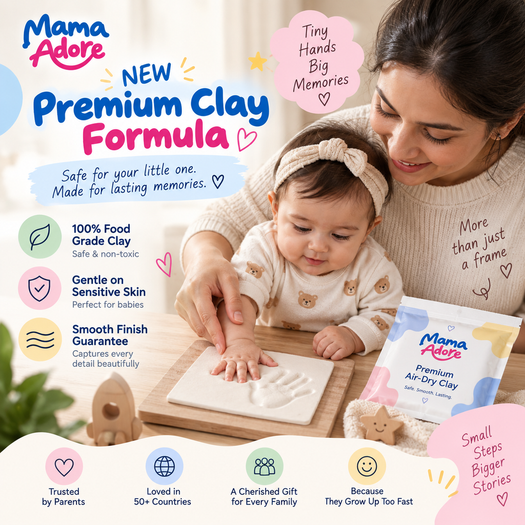 Kids Clap Charming Baby Clay Handprint & Footprint Keepsake Frame
