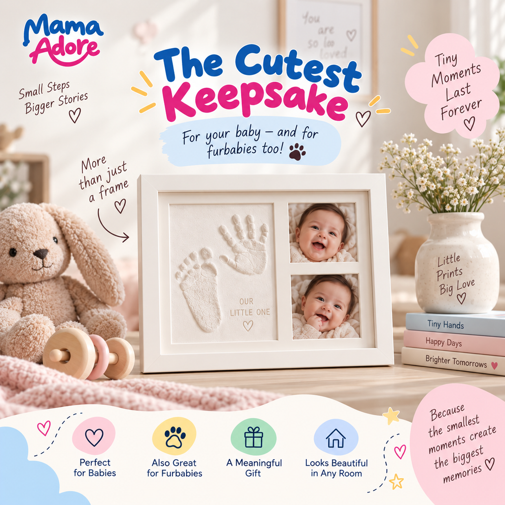 Kids Clap Charming Baby Clay Handprint & Footprint Keepsake Frame