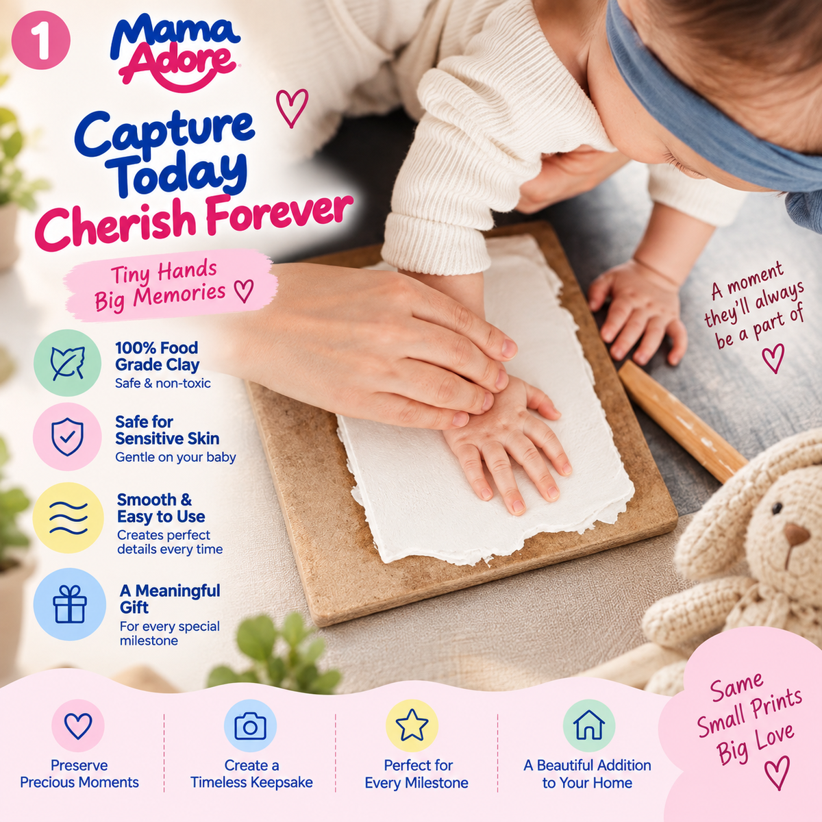 Kids Clap Charming Baby Clay Handprint & Footprint Keepsake Frame