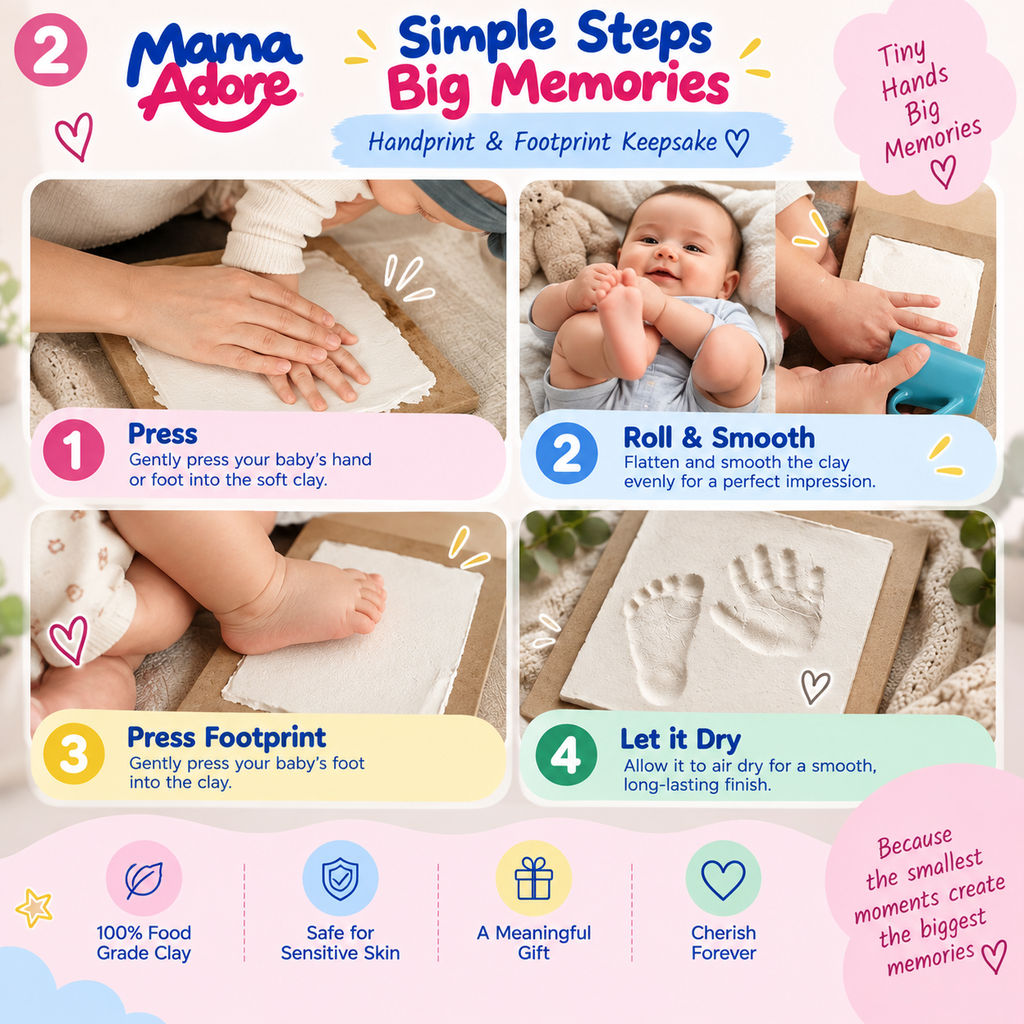 Kids Clap Charming Baby Clay Handprint & Footprint Keepsake Frame