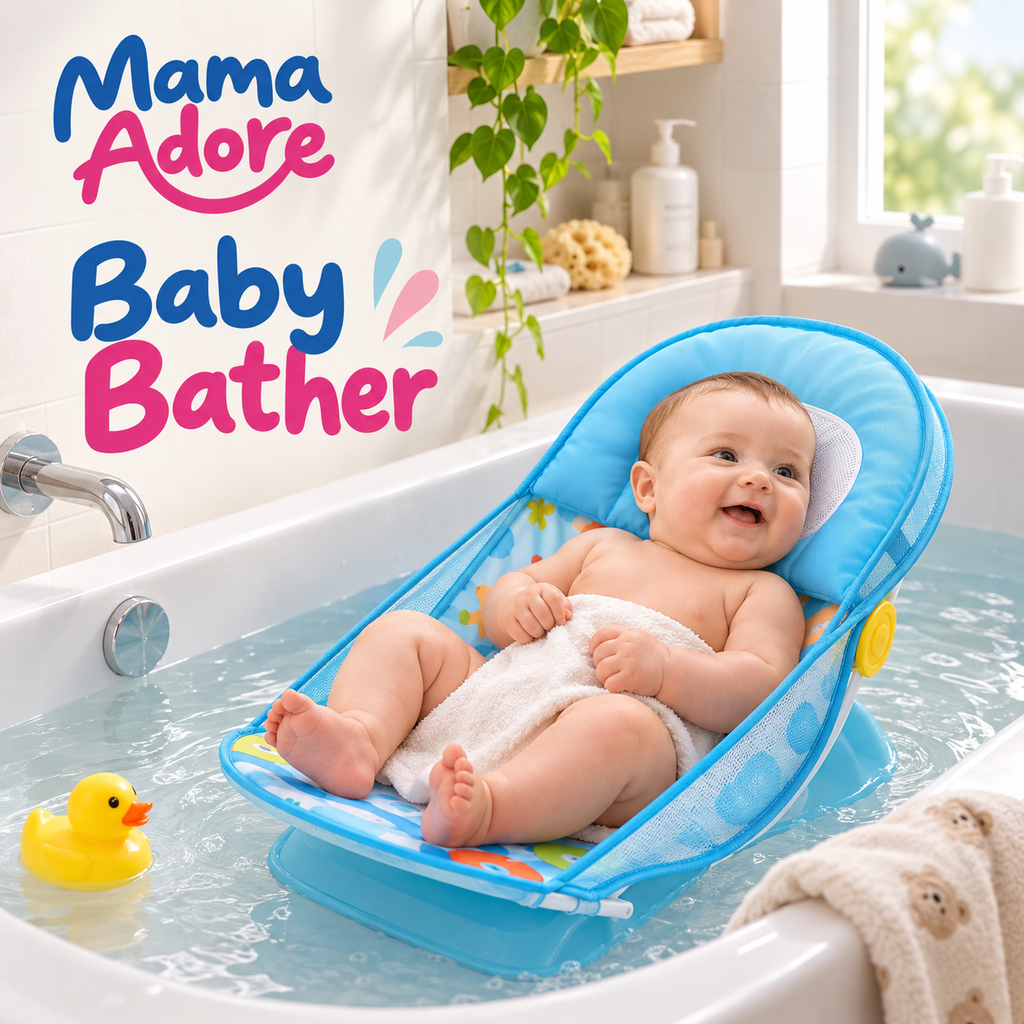 Mama Adore’s Deluxe Foldable Newborn Baby Bather with Soft Mesh Sling & Head Support