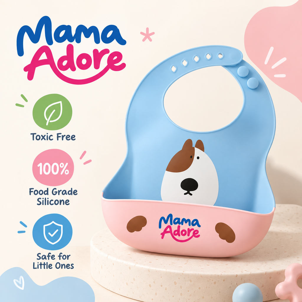 Mama Adore's Ultra-Soft Waterproof Silicone Baby Feeding Bib