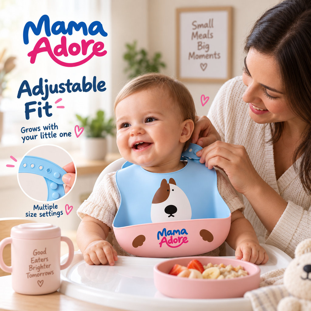 Mama Adore's Ultra-Soft Waterproof Silicone Baby Feeding Bib