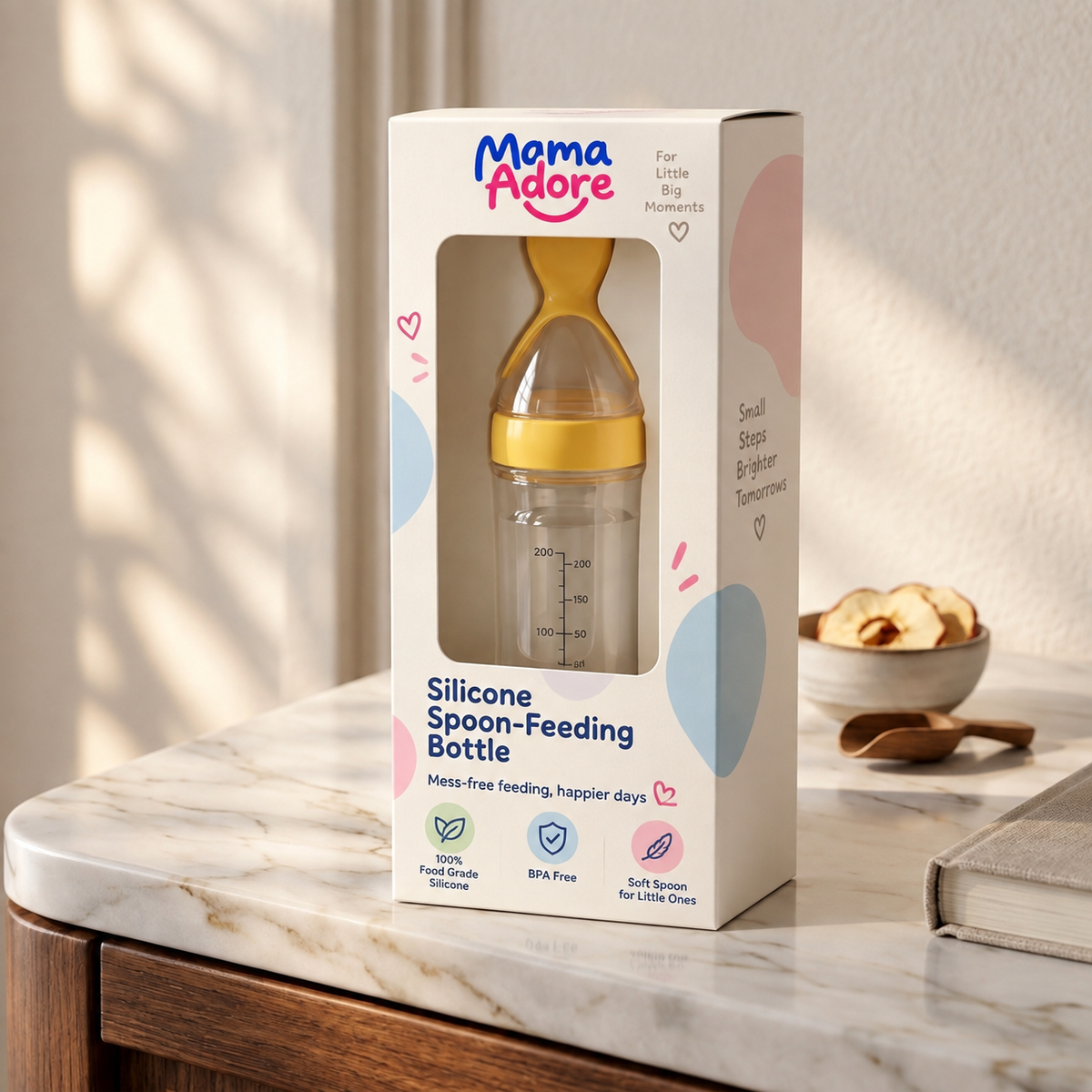 Mama Adore’s Squeeze Silicone Baby Food Dispensing Spoon Feeder Bottle