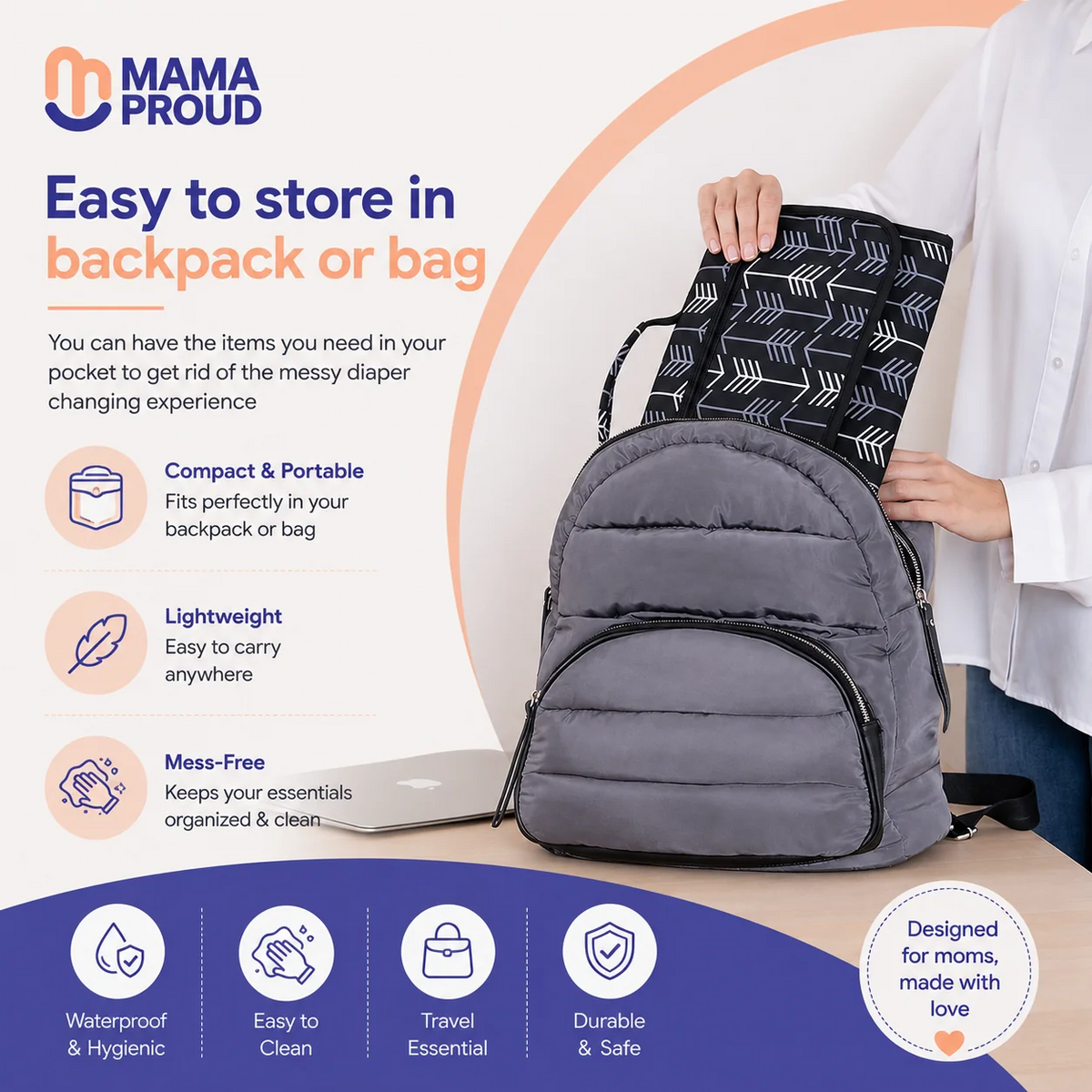 Portable Waterproof Diaper Changing Pad & Clutch